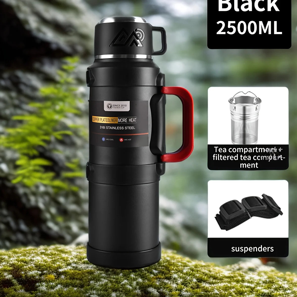 Gourde Thermos avec Gobelet Intégré – Multi-Capacité pour Sport, Randonnée, Camping et Van Life
