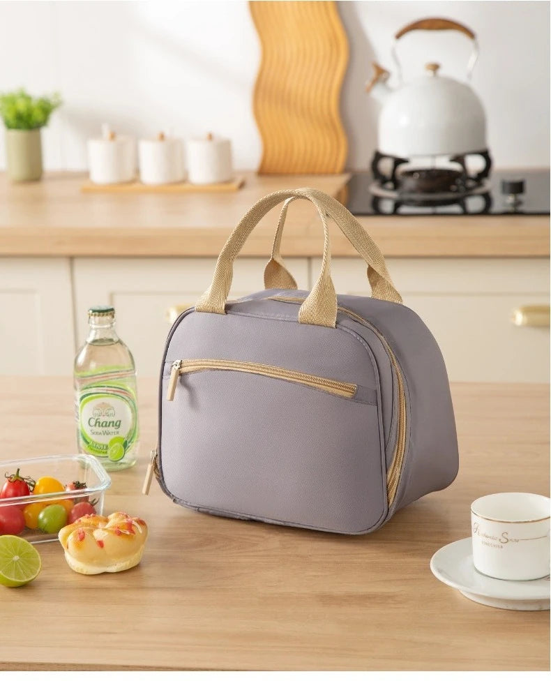 Sac isolé à la mode, sac à déjeuner, sac à Bento, porte une boîte à déjeuner pour travailler ou l'école, sac à main, sac isolé en aluminium épais