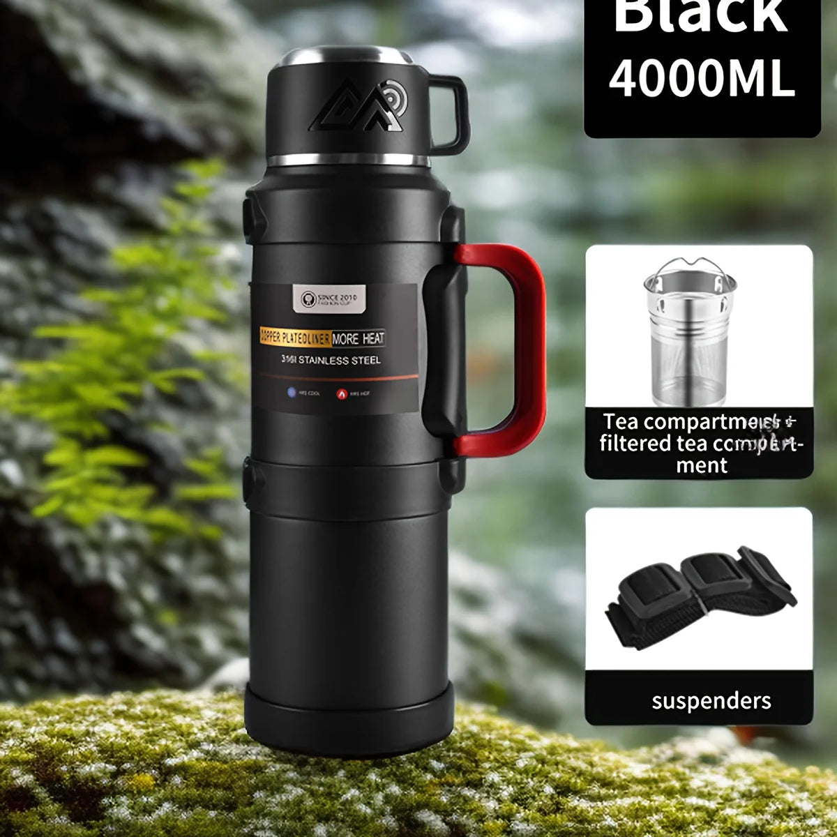 Gourde Thermos avec Gobelet Intégré – Multi-Capacité pour Sport, Randonnée, Camping et Van Life