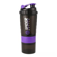 Bouteille de protéines SPIDER 500ml, Shaker de poudre avec récipient de stockage de poudre, grande bouteille d'eau avec boule d'agitation en fil
