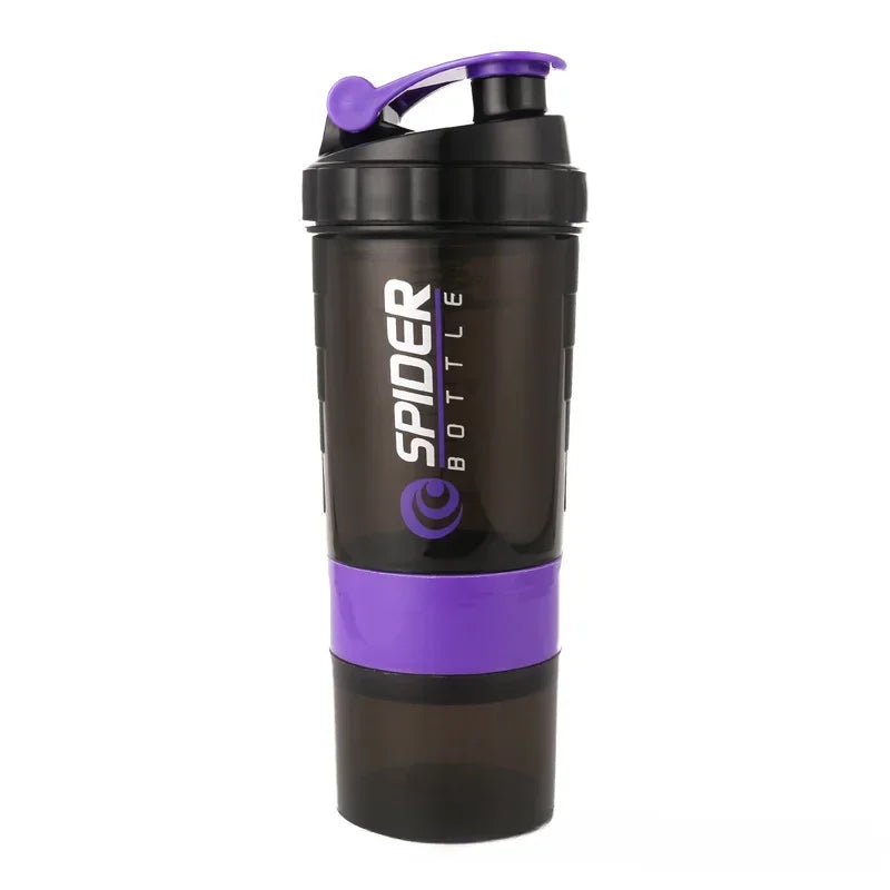 Bouteille de protéines SPIDER 500ml, Shaker de poudre avec récipient de stockage de poudre, grande bouteille d'eau avec boule d'agitation en fil