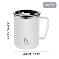 Tasse thermos 400 ml en acier inoxydable double paroi avec poignée et couvercle