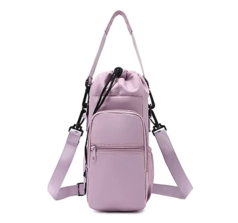 Sac de bouteille d'eau Portable avec sangle réglable, tasses thermiques, housse de protection isolée, poche pour téléphone, sac de voyage pour Sports de plein air