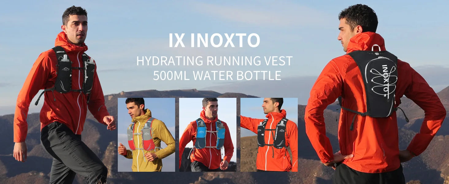Gilet de course pour femmes et hommes, sangles de poitrine réglables, gilet d'hydratation de course avec flacon souple de 500ml, réfléchissant léger et respirant