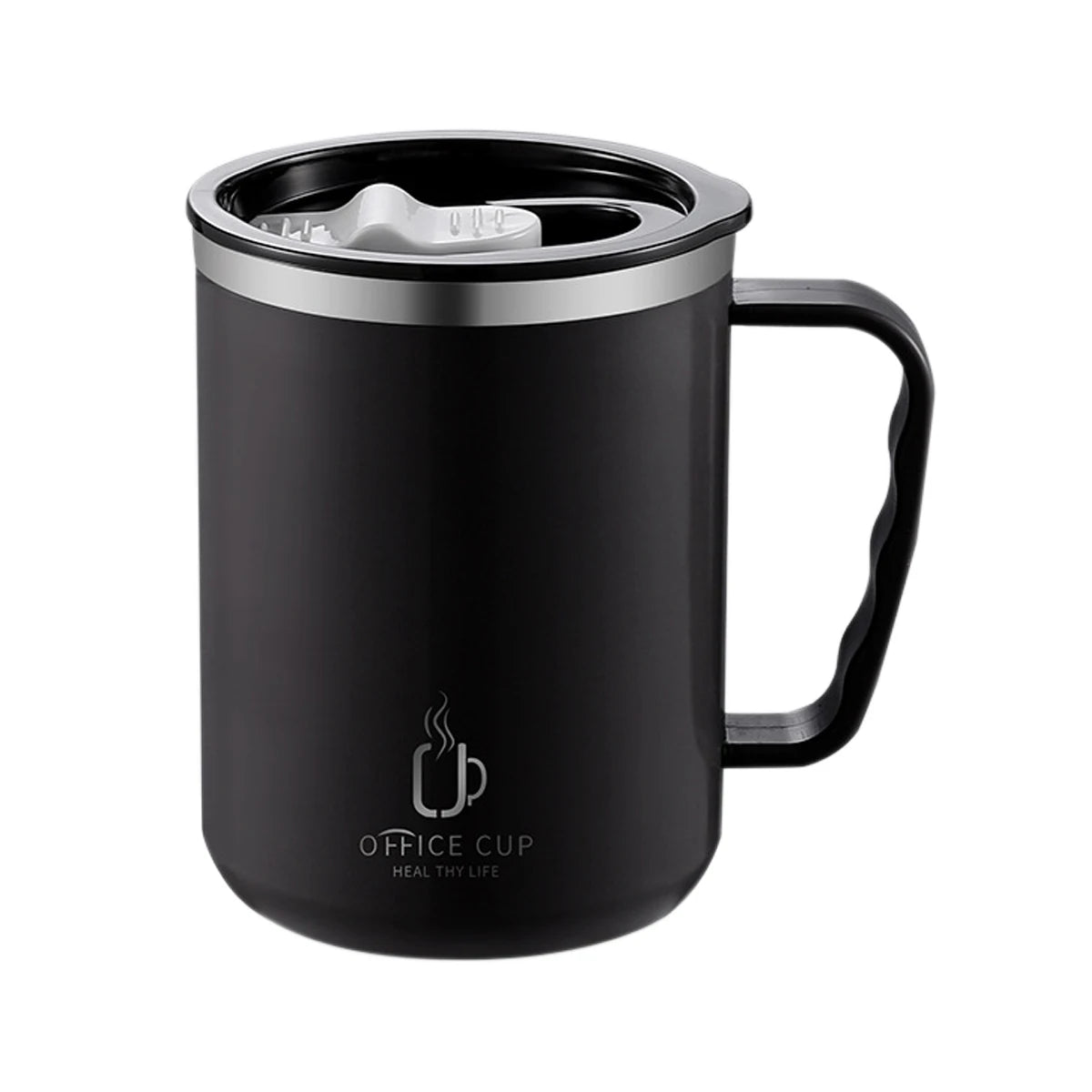 Tasse thermos 400 ml en acier inoxydable double paroi avec poignée et couvercle