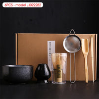 Coffret cadeau - Ensemble de cérémonie du thé japonais Matcha 4/5/6/7 pièces, bol en céramique Chawan, fouet en bambou et cuillère à thé, kit d'outils Matcha pour les amateurs de thé
