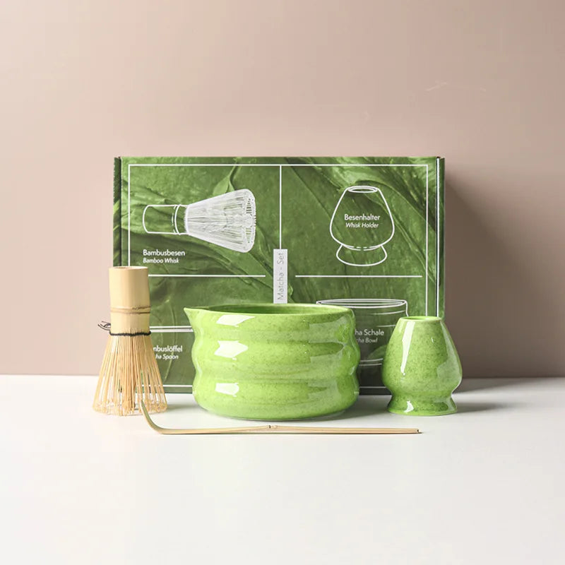 Coffret cadeau - Ensemble Matcha japonais, bol Matcha, outil de pointe de thé, support à moustaches Matcha, 4/7 pièces