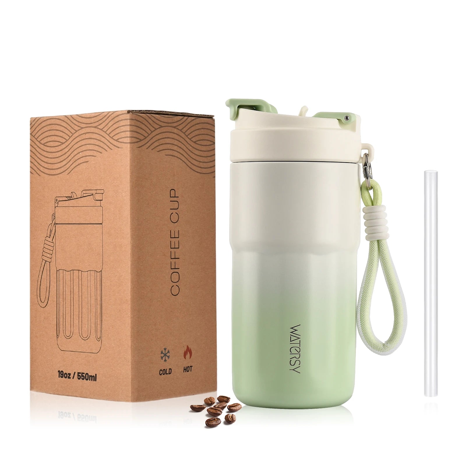 Gourde Ava inox 500 ml tenue en main, format compact et ergonomique pour le quotidien