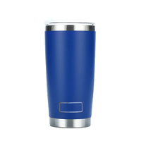 Gobelet isotherme inox PULI 600 ml — bleu marine sur fond blanc.