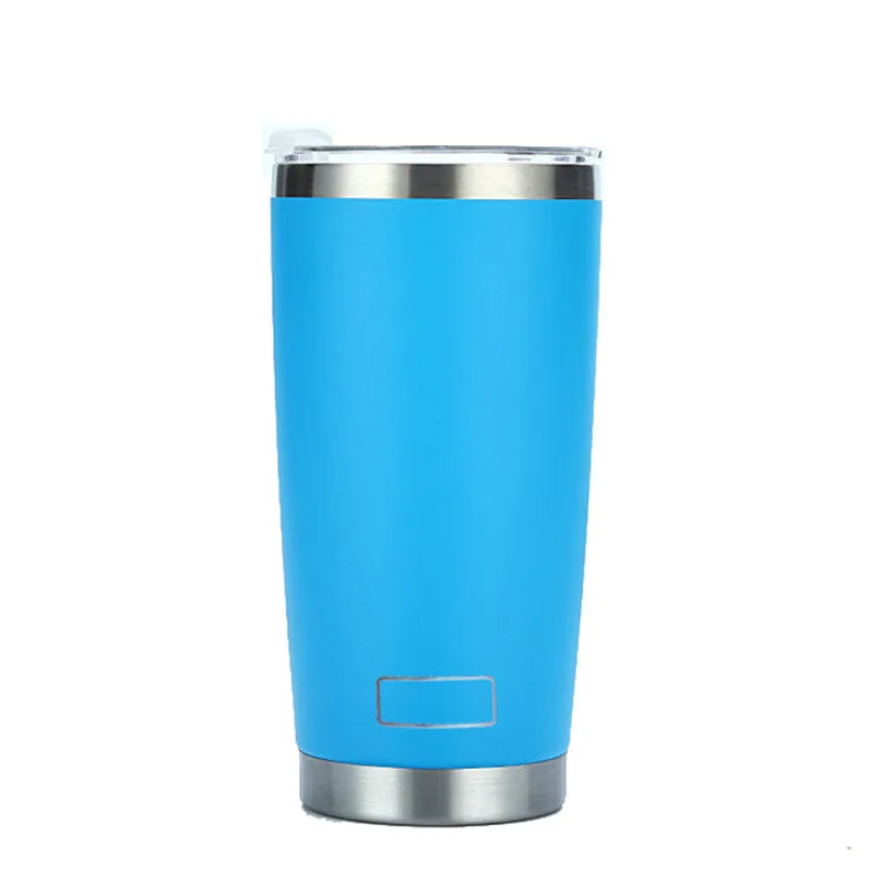 Gobelet isotherme inox PULI 600 ml — bleu vif sur fond blanc.