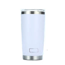 Gobelet isotherme inox PULI 600 ml — clair avec couvercle sur fond blanc.