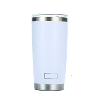 Gobelet isotherme inox PULI 600 ml — clair avec couvercle sur fond blanc.