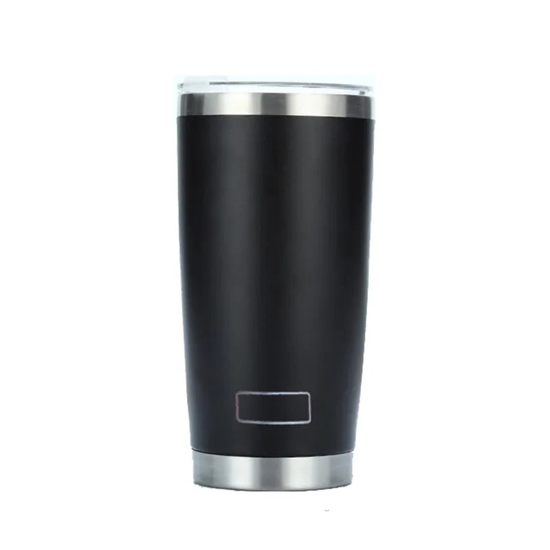 Gobelet isotherme inox PULI 600 ml — noir sur fond blanc.
