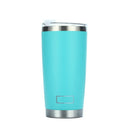 Gobelet isotherme inox PULI 600 ml — turquoise sur fond blanc.