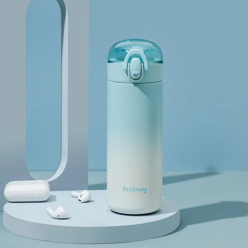 Gourde inox avec paille FEEL – 350 ou 420 ml