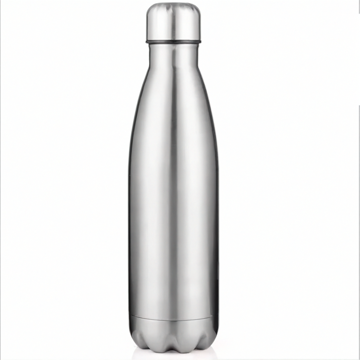 Gourde inox isotherme SILO — argentée avec bouchon assorti.