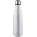 Gourde inox isotherme SILO — blanche avec bouchon argenté.