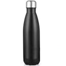 Gourde inox isotherme SILO — noire avec bouchon argenté.