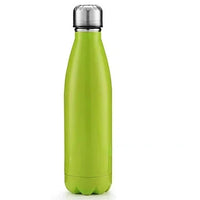 Gourde inox isotherme SILO — verte avec bouchon argenté.