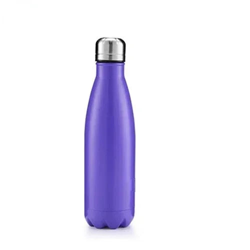 Gourde inox isotherme SILO — violette avec bouchon argenté.