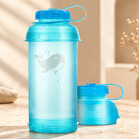 Gourde pliable SEA 750 ml — modèle bleu déplié et replié.
