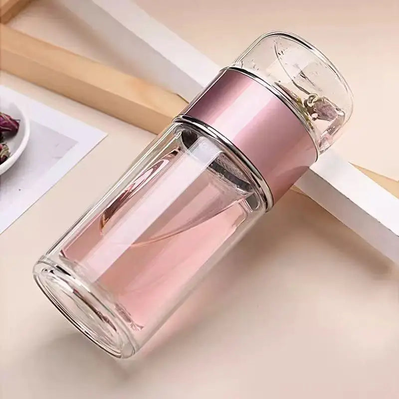 Gourde en verre double paroi TEVA – Filtre à thé amovible