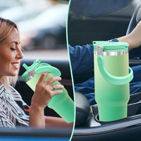 Grande gourde Tori 1 L lavable au lave-vaisselle, disponible en vert, violet, rose ou bleu