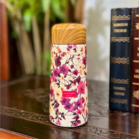 Gourde Liva 180 ml motif floral rose, inox isotherme chaud et froid, compacte et élégante