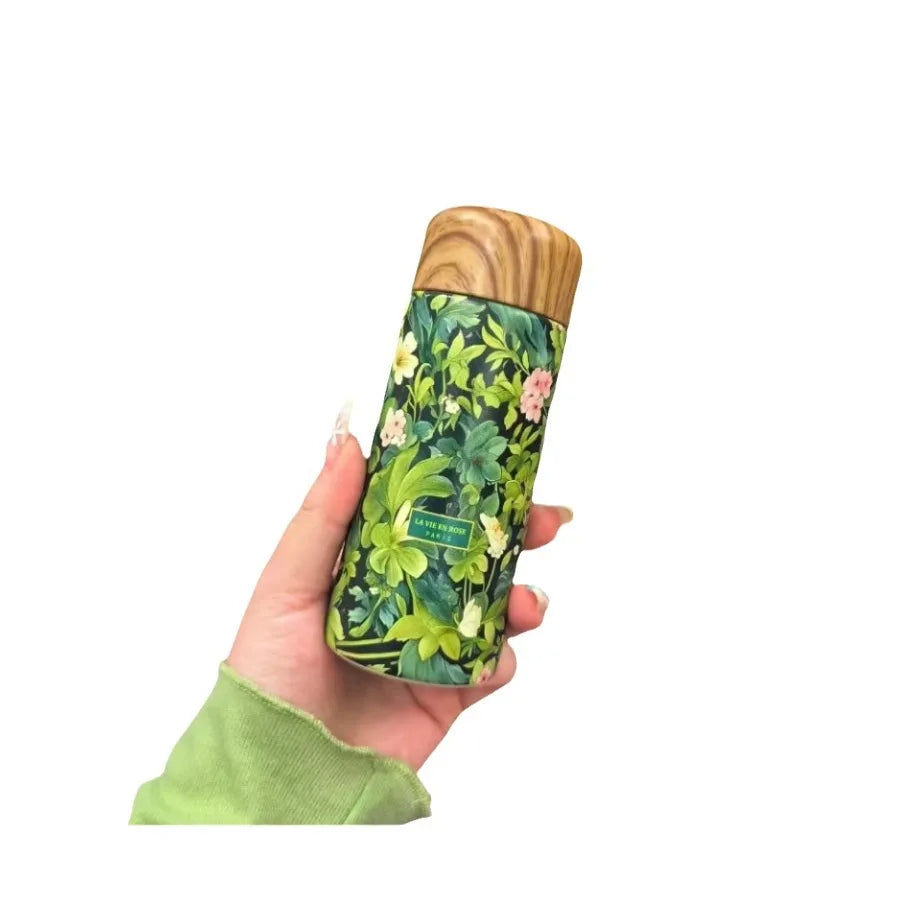 Gourde Liva 180 ml motif floral vert pastel, étanche, réutilisable et éco-responsable
