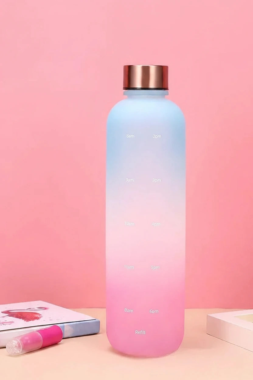 New 1L Water Bottle with Time Stamp BPA Free Reusable Fitness Sports Outdoor Travel Leakproof Water Cup Frosted Kettle