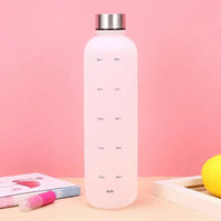 New 1L Water Bottle with Time Stamp BPA Free Reusable Fitness Sports Outdoor Travel Leakproof Water Cup Frosted Kettle
