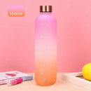 New 1L Water Bottle with Time Stamp BPA Free Reusable Fitness Sports Outdoor Travel Leakproof Water Cup Frosted Kettle