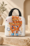 Sac à goûter isotherme enfant TUTTI — motif orange 67 sur fond blanc.